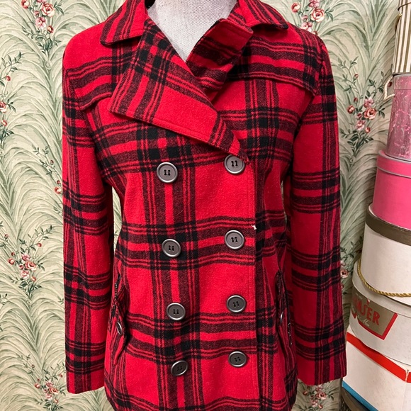Rue 21 Plaid pea coat - Picture 2 of 4